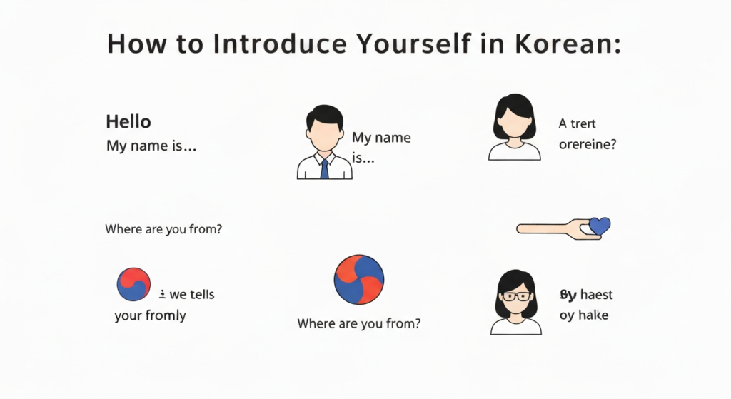 introduce yourself in Korean - Korean language learning illustration